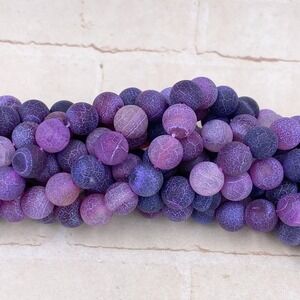 Purple Crackle Agate 8mm Round Bead Full Strand Jewelry Making Supplies